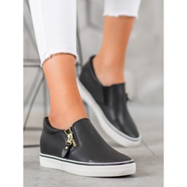 SHELOVET Svarta slipons med dragkedja 2