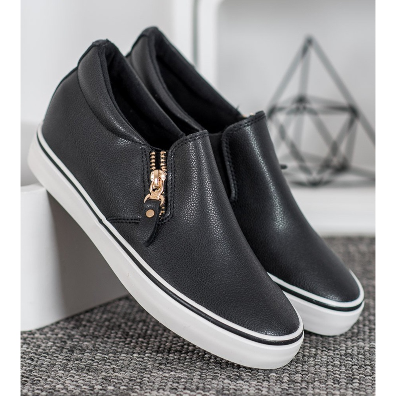 SHELOVET Svarta slipons med dragkedja 1