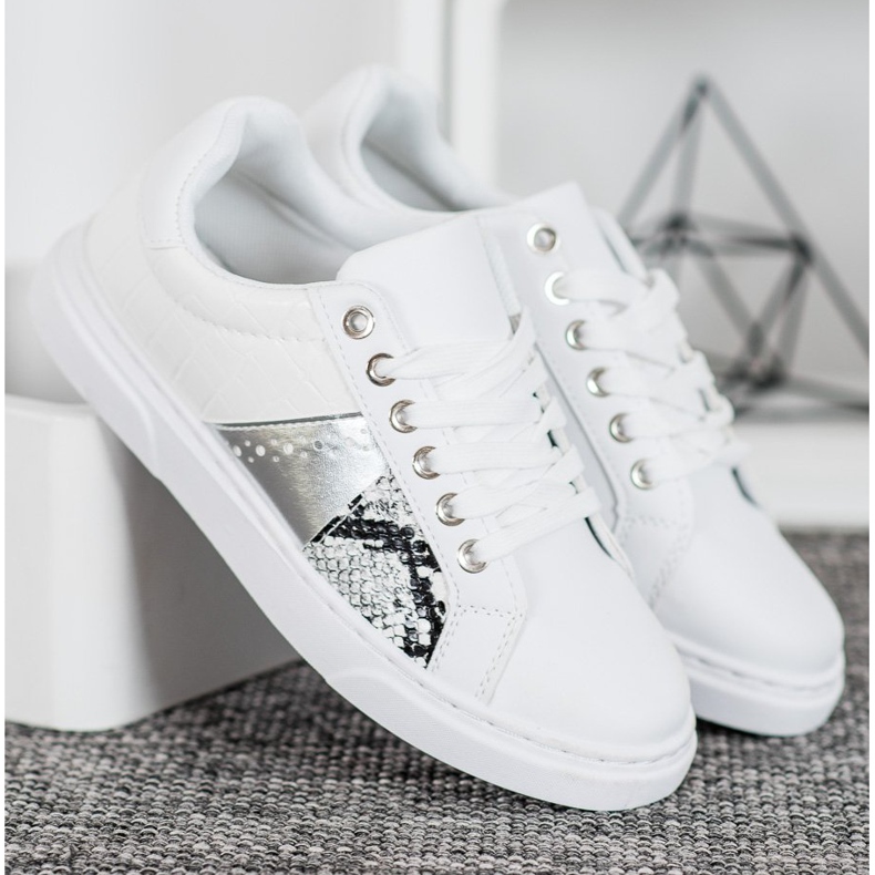 SHELOVET Bekväma vita sneakers 2