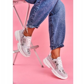 S.Barski Kvinnors sportskor Läder Silver Sneakers Palm Bay grå 1