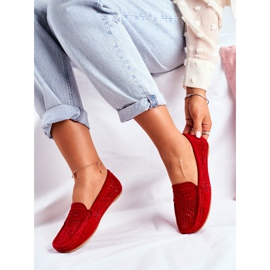 S.Barski Loafers för kvinnor med öppet läder Red Salem röd 2