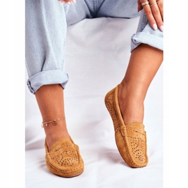 S.Barski Dam Loafers med öppet läder Camel Salem brun 1