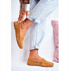 S.Barski Dam Loafers med öppet läder Camel Salem brun 2