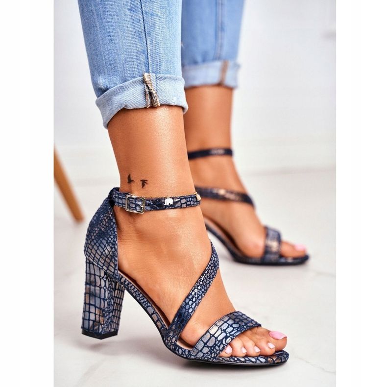 Kvinnors sandaler med hög klack Sergio Leone Marinblå Husk SK870 1