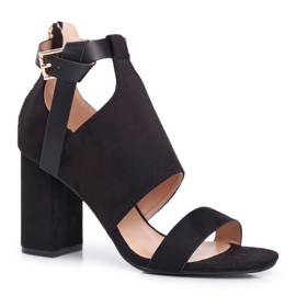 Vinceza Kvinnors sandaler på en hög klack med ett skaft svart handflator 1