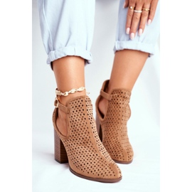 Dam stövlar på hälen mocka Openwork Camel Morrena brun 1
