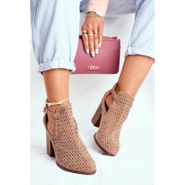 Dam stövlar på hälen mocka Openwork Beige Morrena 2