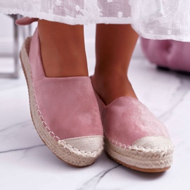 FRJ Kvinnors Espadrilles mocka rosa kontur 2