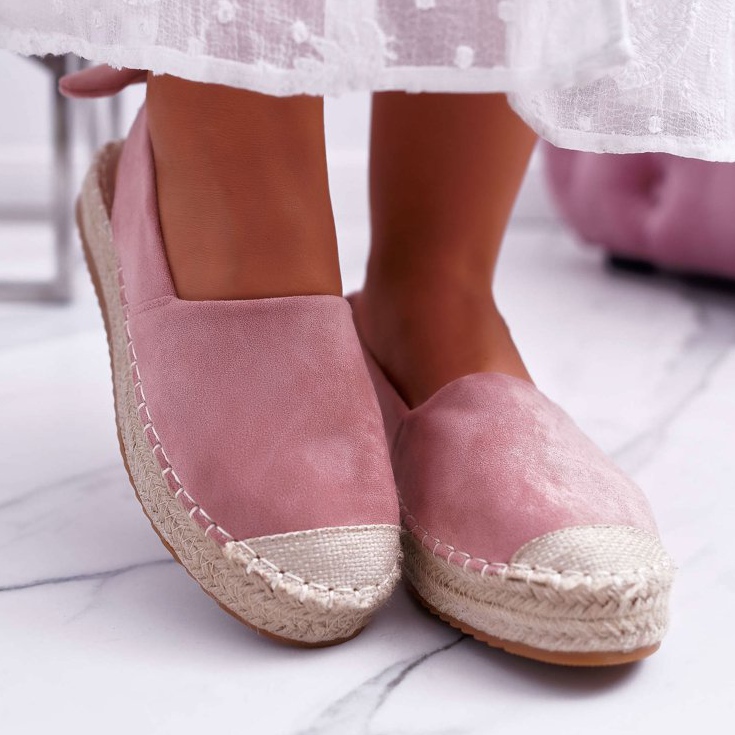 FRJ Kvinnors Espadrilles mocka rosa kontur 2