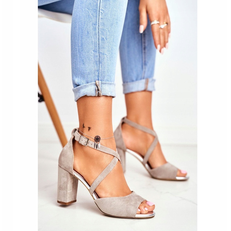 Kvinnors sandaler med hög klack Sergio Leone grå SK865 1