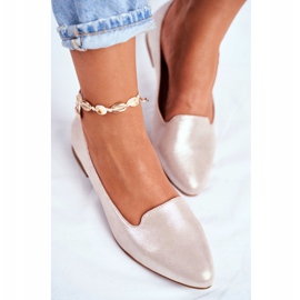 Kvinnors Ballerinor Sergio Leone Beige Guld BL610 gyllene 2