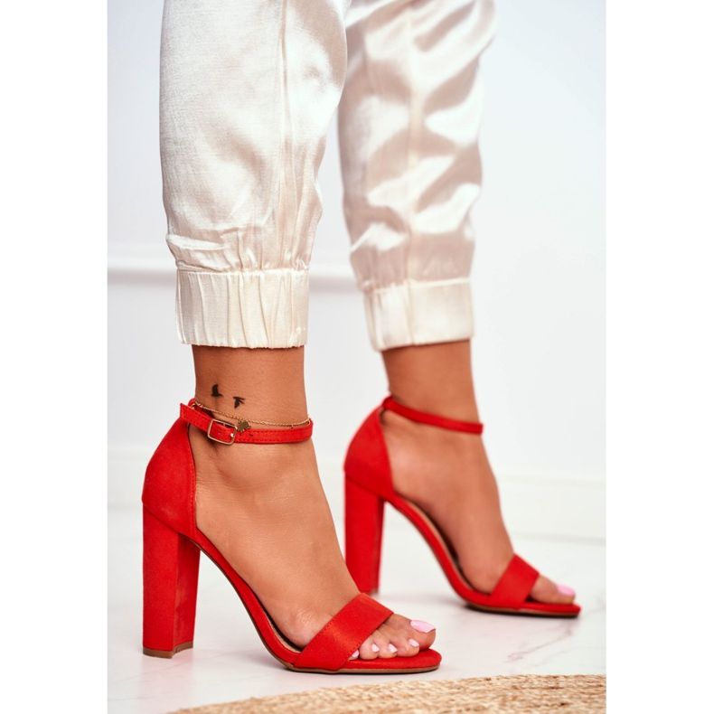 FW1 Sandaler för kvinnor på hälen mocka Orange Anastasie 2