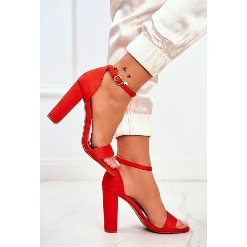 FW1 Sandaler för kvinnor på hälen mocka Orange Anastasie 1