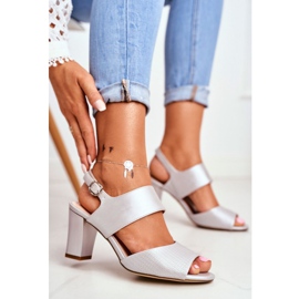 Kvinnors sandaler på högklackat Sergio Leone Silver SK778 brun mångfärgad grå 1