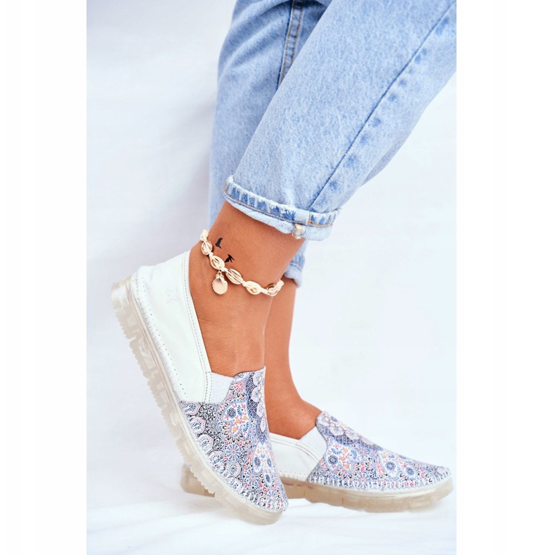 Kvinnors Brogues Maciejka Leather Slip-ons Vit 03512-46 mångfärgad 2