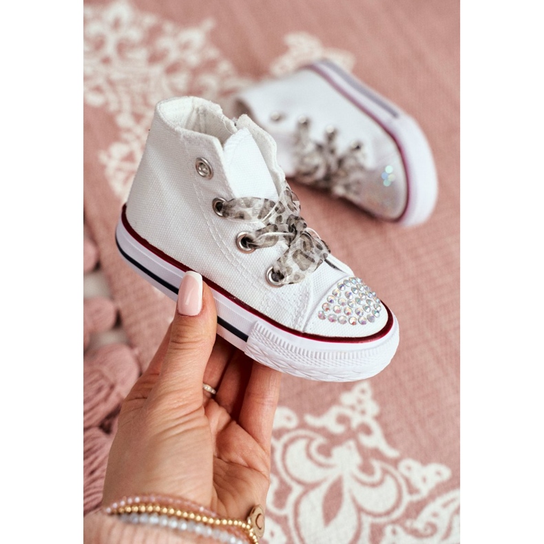 FRROCK Barns sneakers High White Rhinestones Le vit 2