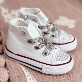 FRROCK Barns sneakers High White Rhinestones Le vit 1