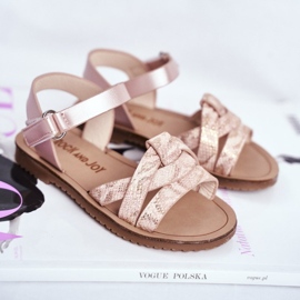 FRROCK Barnsandaler med kardborreband för tjejer Rosa Lilo 1