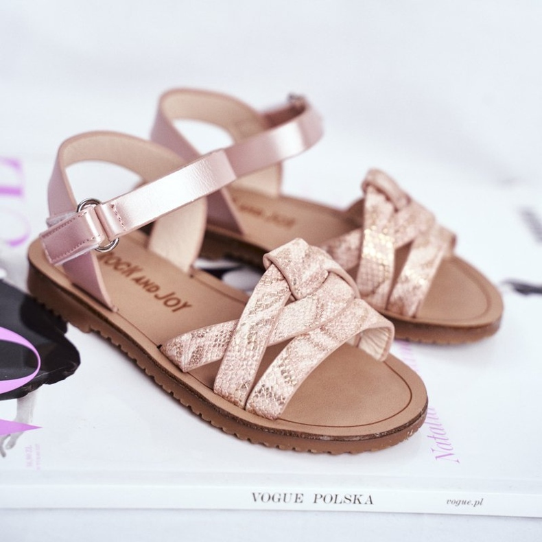 FRROCK Barnsandaler med kardborreband för tjejer Rosa Lilo 1