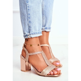 HAN Kvinnors sandaler på en klack Glitter Champagne Perfecto rosa gul 1