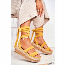 FS1 Kvinnors sandaler på plattformen bundna gula La Favorite 1