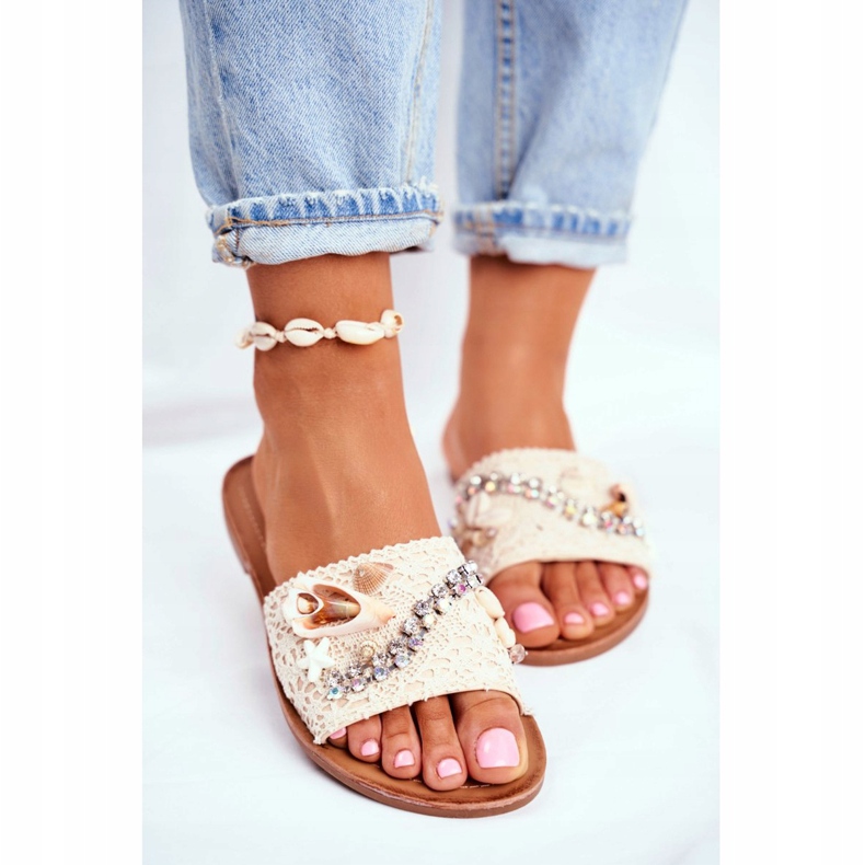 HAN Beige tofflor för kvinnor med skal Spanien 2