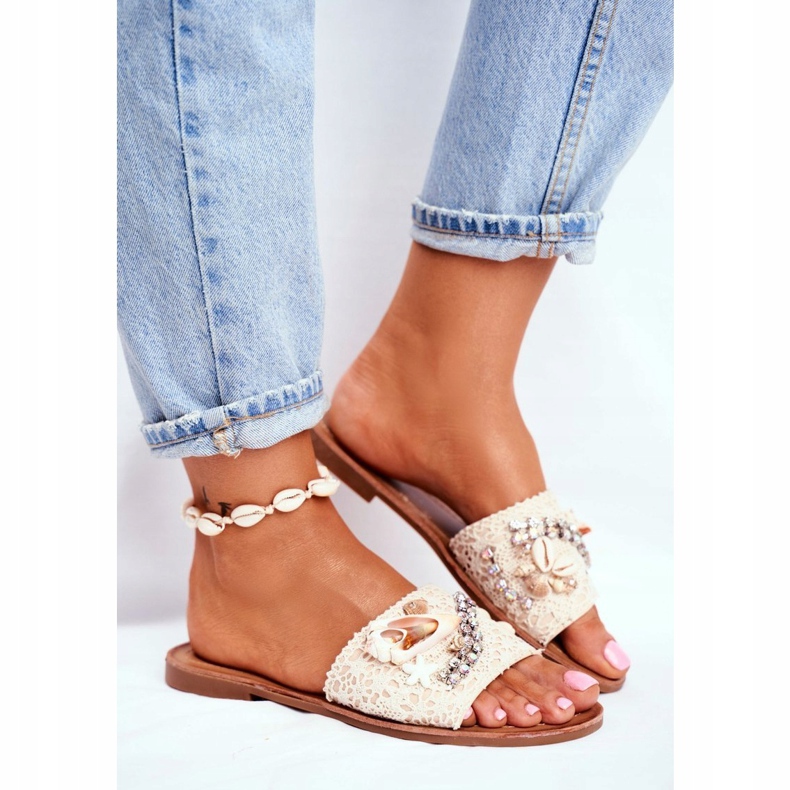 HAN Beige tofflor för kvinnor med skal Spanien 1