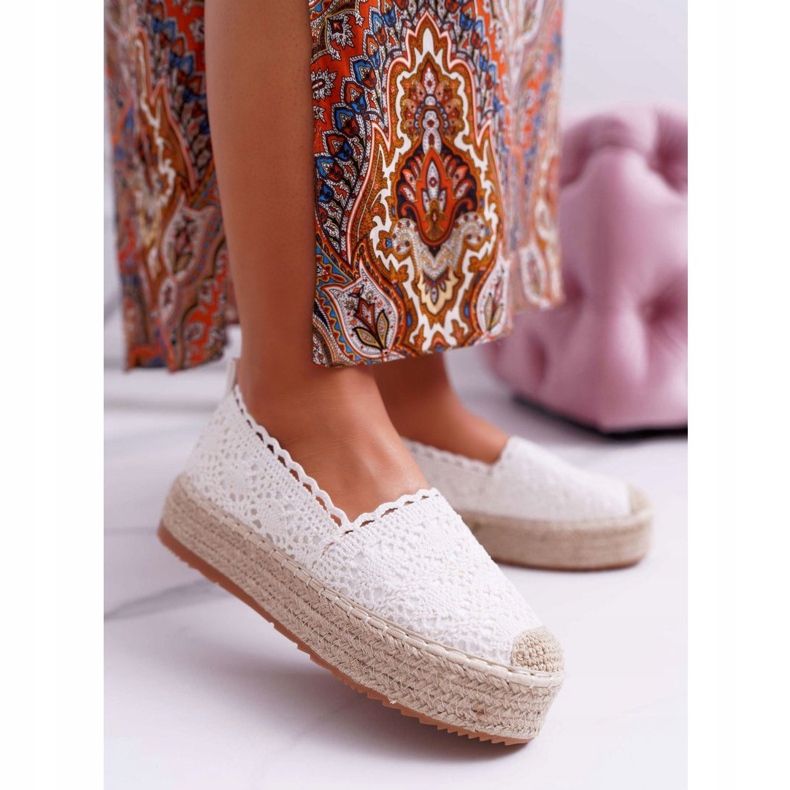 ADY Kvinnors Espadrilles Lace White Desante -plattform vit 1