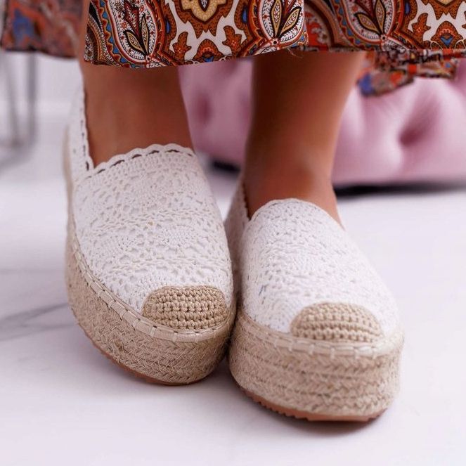 ADY Kvinnors Espadrilles Lace White Desante -plattform vit 2
