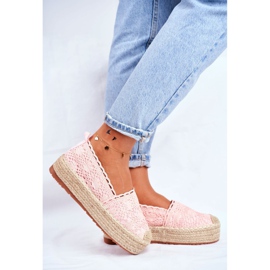ADY Kvinnors Espadrilles spetsrosa Desante -plattform 2