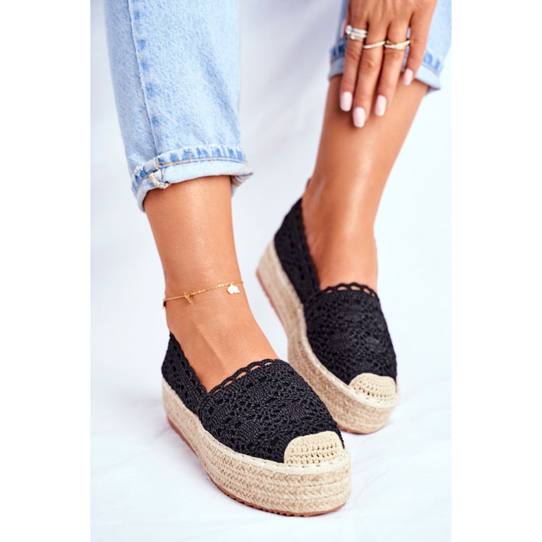 ADY Kvinnors Espadrilles Lace Black Desante -plattform svart 1