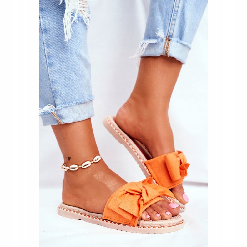 FJ1 Tofflor för kvinnor med orange neonlyckbåge 2