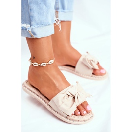 FRJ Dam Beige Happiness tofflor med rosett 2