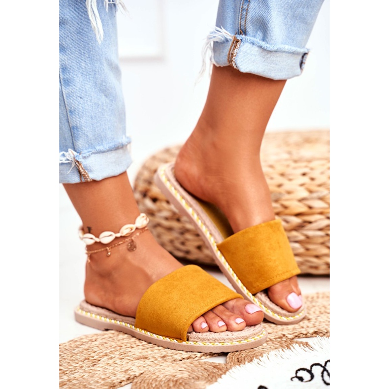 FRJ Dam klassiska mocka tofflor gul Look At Me 2