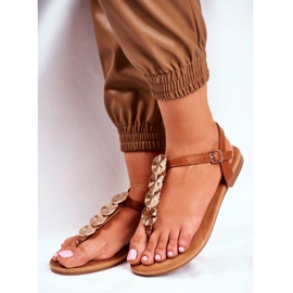 FRJ Kvinnors sandaler Eleganta flip-flops Golden Camel Casandra brun 2