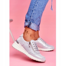 Vinceza Kvinnors sportskor Sneakers Läder Silver FT20-8675 Better Way grå 2