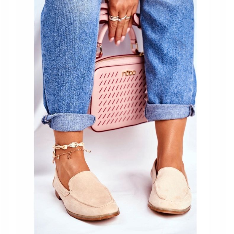 PS1 Kvinnors Brogues Slip On Mocka Beige Twinky 1