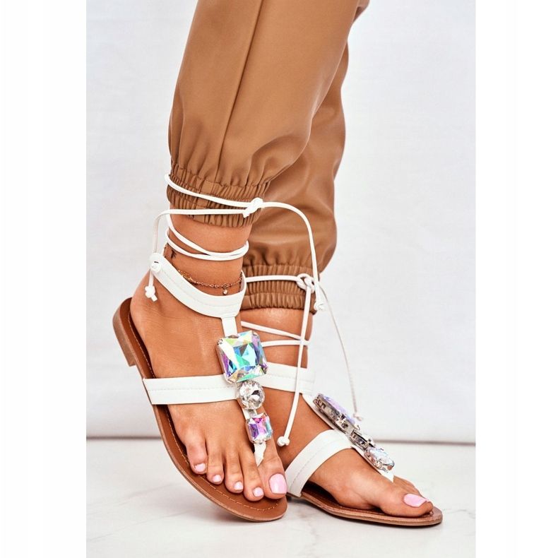 PS1 Kvinnors sandaler Gladiator With Crystals White Volare vit 1