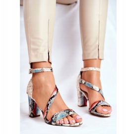 Kvinnors sandaler på högklackat Sergio Leone Red Snake SK870 röd mångfärgad 1