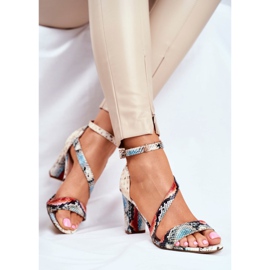 Kvinnors sandaler på högklackat Sergio Leone Red Snake SK870 röd mångfärgad 2