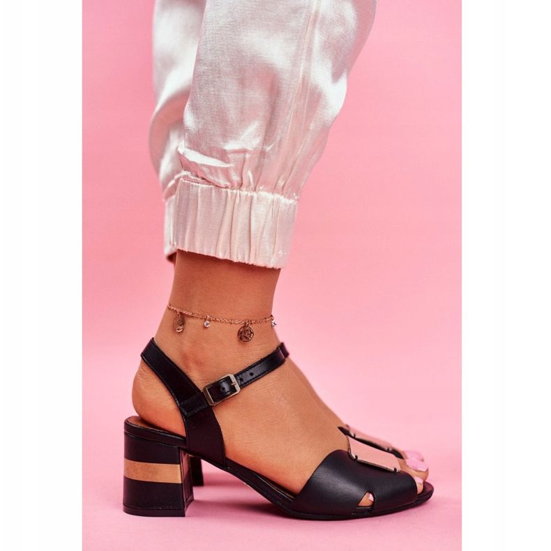 Sandaler för kvinnor Maciejka Läder Svart 04120-01 / 00-5 gul 2