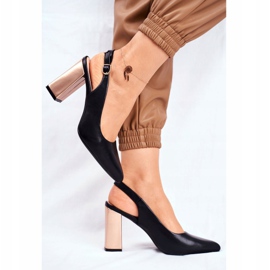 Dampumps med öppen klack Sergio Leone Svart PB218 gul 1