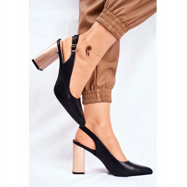 Dampumps med öppen klack Sergio Leone Svart PB218 gul 1