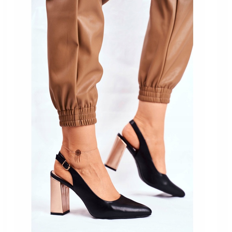 Dampumps med öppen klack Sergio Leone Svart PB218 gul 2