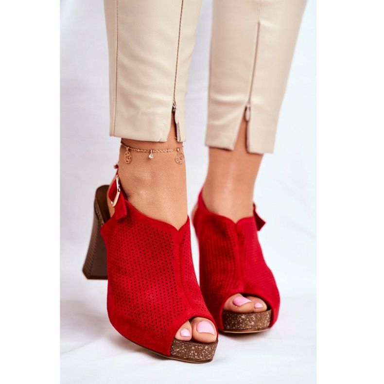 Kvinnors sandaler på hög klack Sergio Leone SK855 Röd Senillo 2