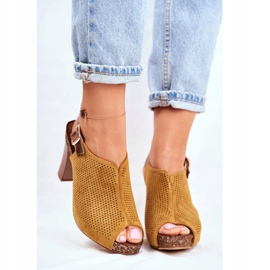 Kvinnors sandaler på hög klack Sergio Leone SK855 Gul Senillo 2