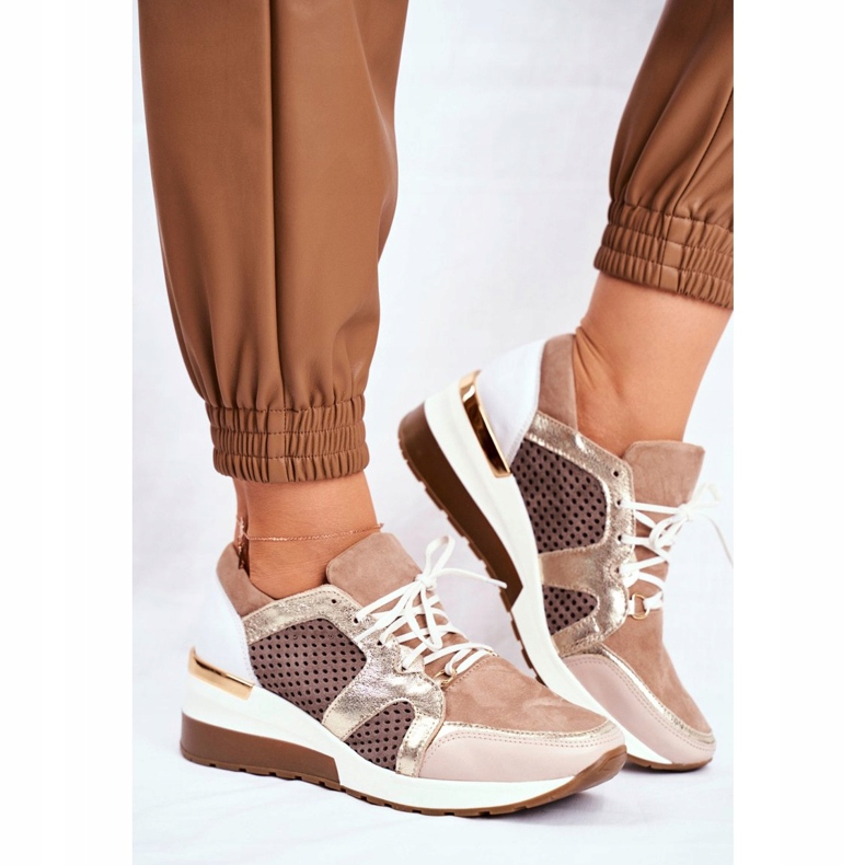 Kvinnors sportskor Läder Sneakers Nicole Beige 2562 Daina 2