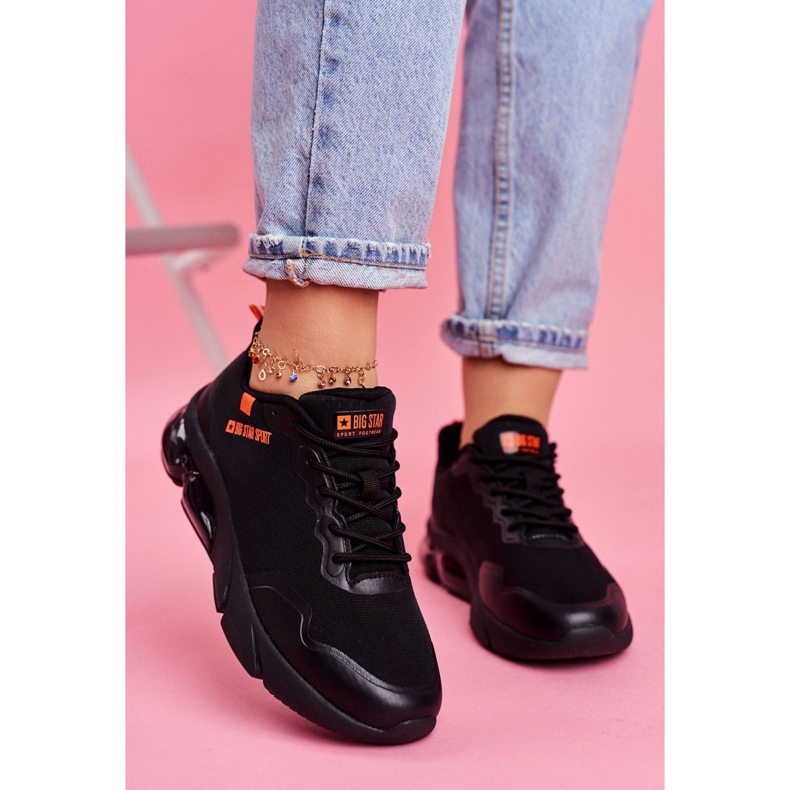 Kvinnors sportskor Sneakers Big Star Black FF274946 svart orange 1