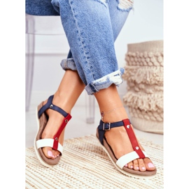 EVE Sandaler för kvinnor Flat Shaped 8SD35-0306 Marinblå Dubi brun 2