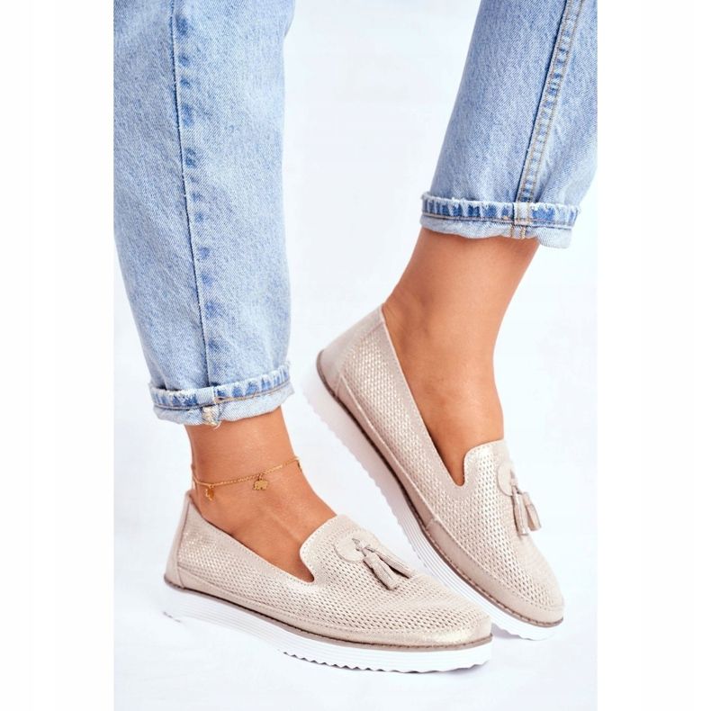 EVE Dam Loafers Läder Guld Amore Mio gyllene 1